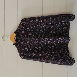 Floerns Women's Floral Print Long Sleeve High Neck Georgette Chiffon Blouse S